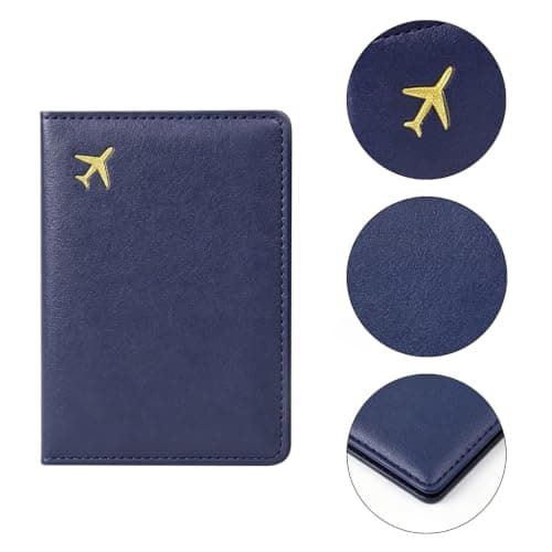 Pebipoo Passport Holder Travel Wallet,Boarding Pass and ID Card Leather Passport Wallet for Women and Men (Blue) — view 2