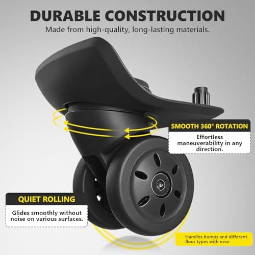 Luggage Wheels Replacement Wheel for Luggage Suitcase Repair 360° Rotating Suitcase Replacement Wheels with 4 Mounting Holes BH061 (H061-Front Wheel) — view 4