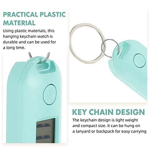 ULTECHNOVO Keychain Hanging Watch Digital Pocket Watch with Button Battery Silent Mute Time Display for Students School Study Lanyard and Backpack Compact 2.56 X 0.98 X 0.75 in — view 3