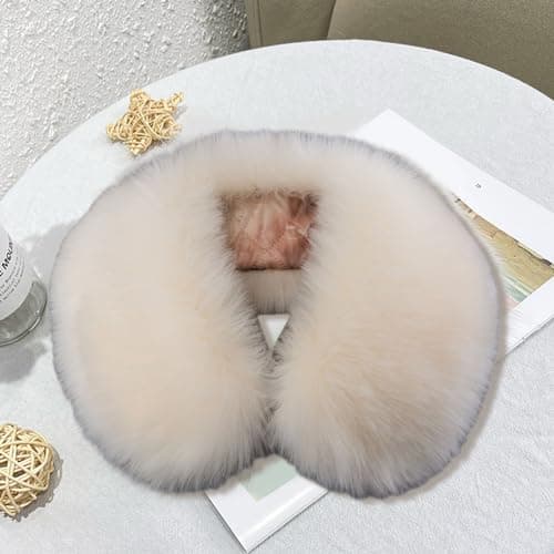 Worparsen Detachable Winter Fluffy Faux Fur Collar Scarf Neck Warmer Thickened Windproof Neck Scarf Neck Wrap for Winter Coat White — view 4