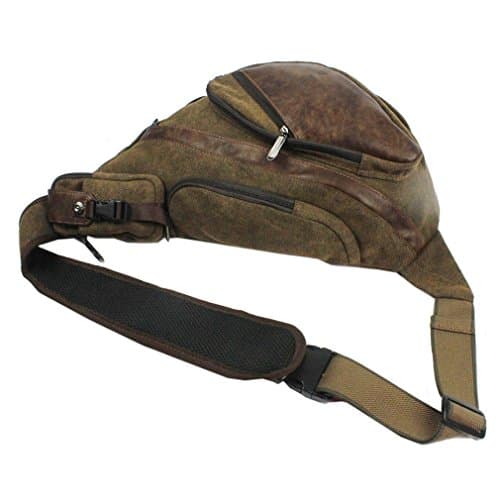 Xieben Canvas Sling Bag Backpack Crossbody Shoulder Chest Pack for Men Women Travel Business Laptop Cycling Hiking Camping Rucksack Daypack Vintage — view 5