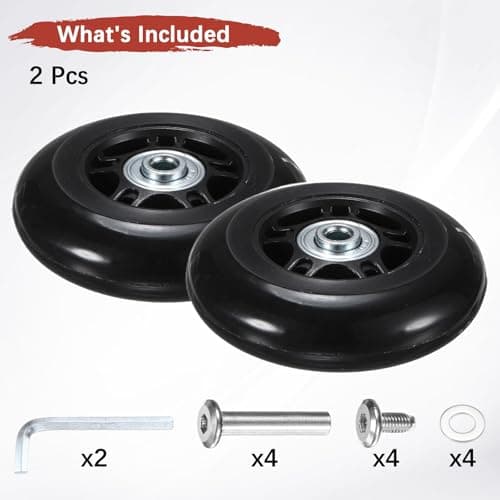 TIXIPEM 2pcs Luggage Suitcase Replacement Wheels 80x24mm, Black — view 4