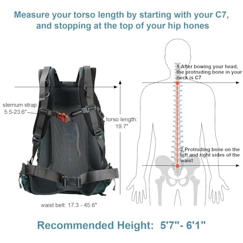 Outplea Internal Frame Hiking Backpack with Back Support, Breathable Trekking Rucksack with Rain Cover, Daypack for Camping mountaineering Travel — view 3