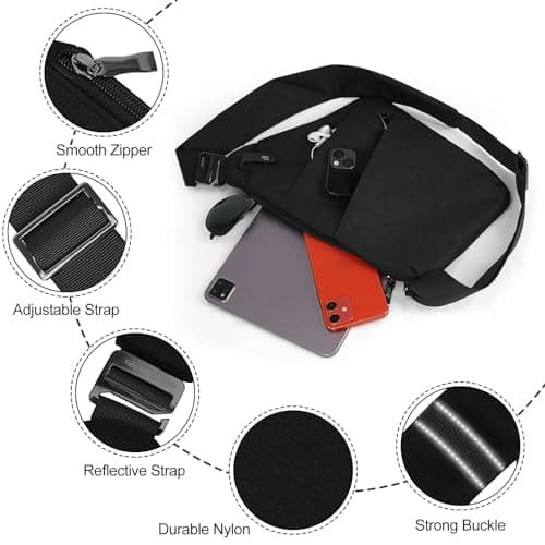 DKIIL NOIYB Sling Bag for Men Women Personal Flex Crossbody Purse Nylon Anti Theft Chest Bag with Multi Pockets for Travel Outdoor — view 4