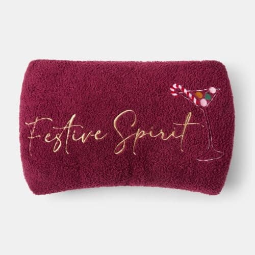 OHS Christmas Cushions Hand Warmer Pocket Sofa Bed Decor, Burgundy — view 4