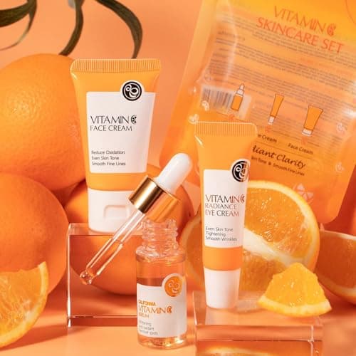 Skin Care Set Vitamin C Beauty Gift Sets Skin Care Kit with Cleanser, Face Toner, Cream, Sunscreen Valentines Gifts Kit for Women Mom Wife Sister Daughter Teen Girls Sizes Birthday Gift 4pcs — view 2