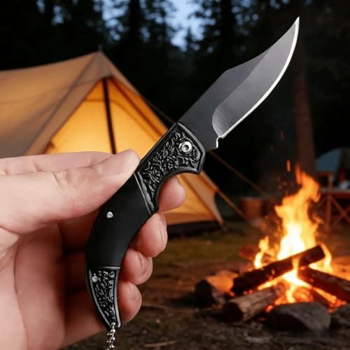 Stainless Steel Keychain, 2-in-1 Multi-Function Tool Portable Foldable Keyring, Cool Carabiner Keychain Pocket Keychain for Camping Hiking Fishing and Outdoor — view 2