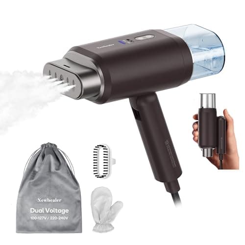 Newbealer Dual Voltage Travel Clothes Steamer, Brown