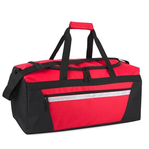 40 Litre, 22 Inch Duffle Bag for Women Men Travel; Large Duffel Bag with Shoulder Strap, Sections (Red)