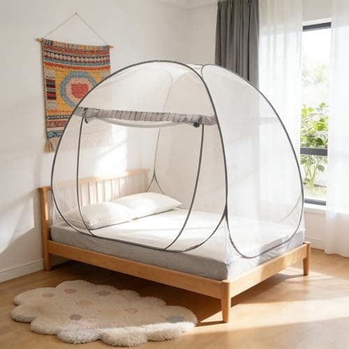 Pop Up Mosquito Net Tent for Bed, Foldable Mosquito Net for Bed with Bottom, Portable Travel Mosquito Netting Tent with Fine Mesh, Net Tent for Bedroom, Home, Camping, Outdoor, Travel, 200x150x150cm