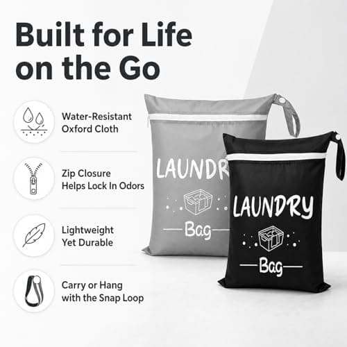 2 Pack Waterproof Oxford Laundry Bags Zipper Closure for Travel Gym Swim — view 3