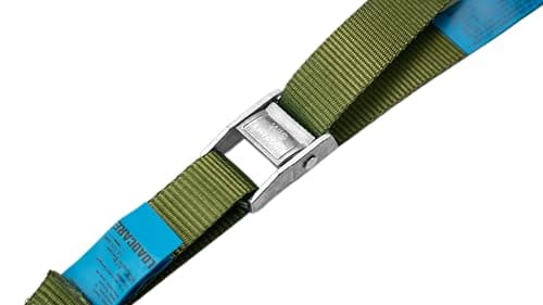 LOADCARE Luggage Strap for Load Securing, Two-Part LC 175 daN Tension Strap for Boot, Passenger Car Luggage Strap 25 mm Strap Width with Quick View Label, 2 m (Olive Green) — view 3