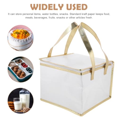 VILLFUL Cake Packing Bag Insulated Thermal Food Storage Bag Portable Handheld Food Insulation with Handle and Zipper for Cake Pizza Seafood 2 pack — view 2