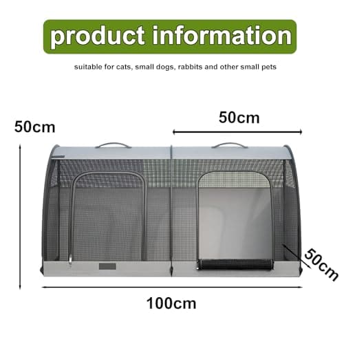 Foldable Pet Car Carrier Bag, Double Car Pet Seat for 2 Cats or Medium Animals, Portable Dog Travel Bag with Breathable Mesh Fabric, Collapsible Dog Car Crate with 4 Side-opening Door, 100X50X50 — view 2