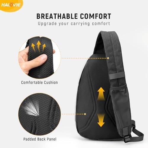 HALOVIE Anti Theft Sling Bag RFID Crossbody Bag Travel Sling Backpack Lightweight Shoulder Chest Bag for Hiking Walking — view 4
