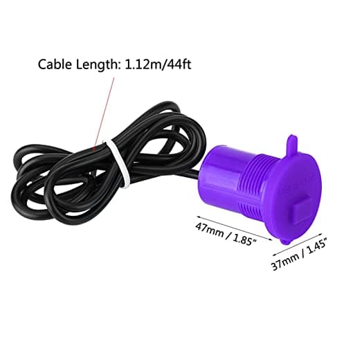EMUKOEP High Quality Motorcycle USB Charging Socket with Waterproof Cap Universal Fit for 12-24V Electric Motorcycles (Purple) — view 3
