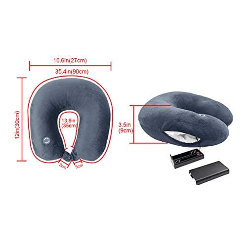 Hooshing Vibrating Neck Pillow Portable Travel Neck Pillow Massage, Black — view 4