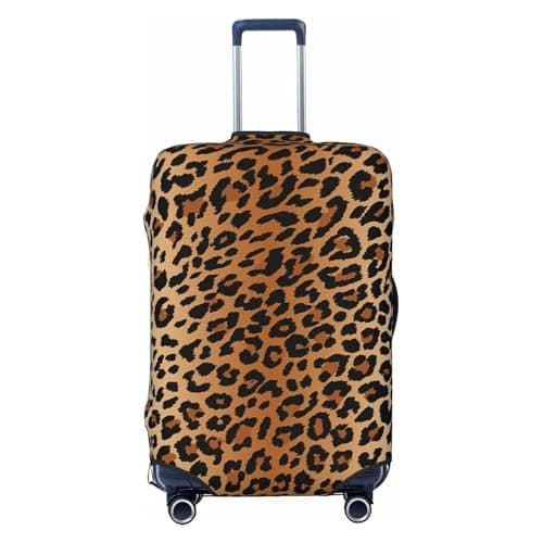Richugui Brown and Black Leopard Pattern Luggage Cover Elastic Washable Stretch Suitcase Protector Anti-Scratch Cover for Kid and Adult, S (18-21 inch)