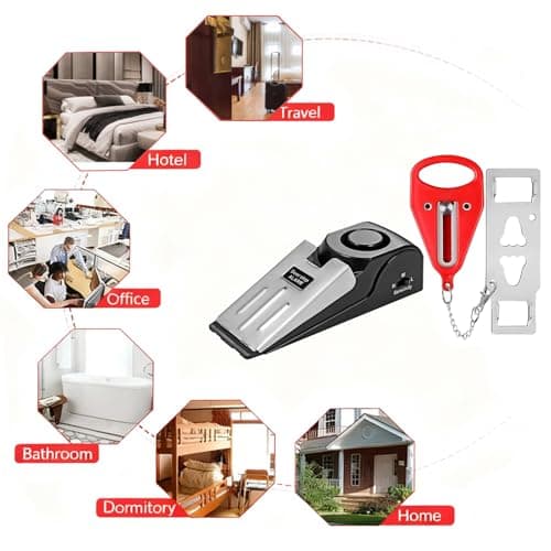 2-Piece Travel Security Kit with Portable Door Lock and Alarm，Portable Security Door Lock with Adjustable Safety Bar for Home, Hotel & Apartment Protection, for Enhanced Safety at Home or On The Go — view 5
