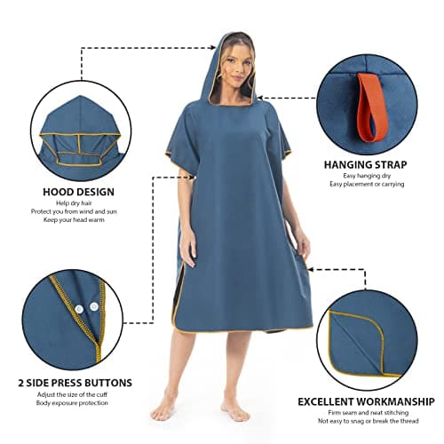MOKANI Changing Robe Microfiber Towel Hooded Poncho for Beach Surfing — view 4