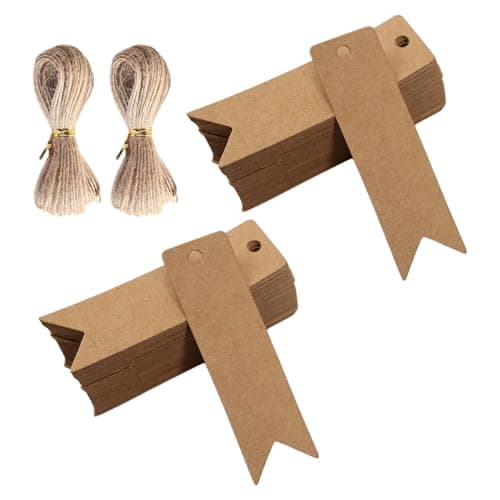 AUTUUCKEE 200 Pcs Kr-AFT Gift Tags, Brown Paper Gift Tags Small Blank with String, Present Tags for Wedding Labels Birthday Luggage