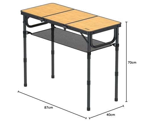 Anbte 3ft Camping Table Foldable with Storage Net and Bag, 3 Adjustable Heights High 27.5" Aluminum Camping Table, Portable, for Outdoor Indoor Backyard Bbq Cooking Party Picnic Beach, Yellow — view 3