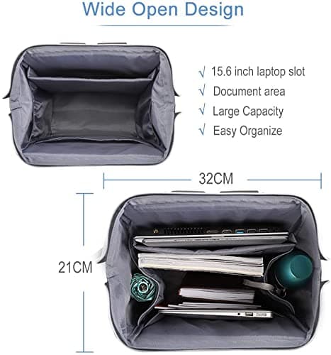 Lekesky Laptop Backpack 15.6 Inch Laptop Rucksack Bag for Womens Backpack for Work Business Travel School College, Black — view 3