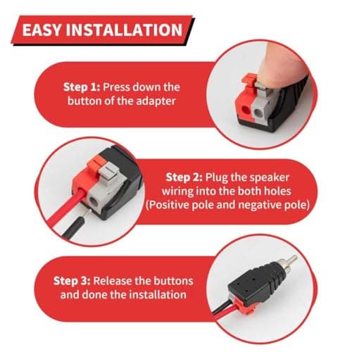 RCA to Speaker Wire Adapter 2 Pack – Audio Male Connector Plug for CCTV Security Systems – Spring Press Terminal Block for Home Theater & Subwoofer Installation – Solderless Audio Video Converter — view 4
