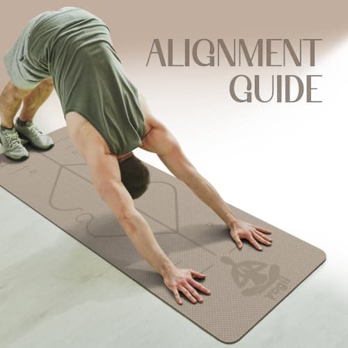 Yogii Yoga Mat - Non-Slip 6mm Thick TPE & Travel-friendly Yoga Mat - Perfect for Home & Gym Exercise Fitness & Pilates - With Laser Alignment Guides for Men & Women — view 4