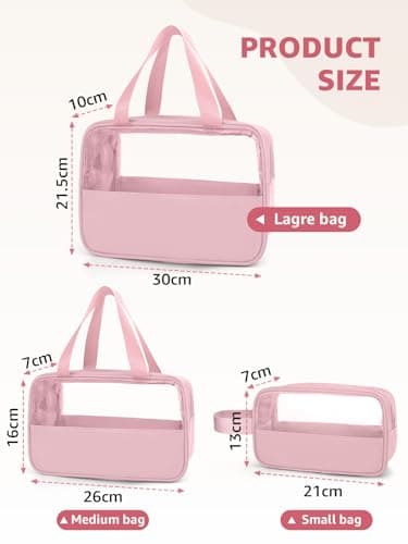 Laxee Clear Toiletry Bag 3 Pcs for Women Men, Large PVC Waterproof Wash Bag with Zip and Handle, TSA Approved Travel Toiletry Bags, Portable Cosmetic Bags Makeup Bag for Travel Business Holiday(Blue) — view 2