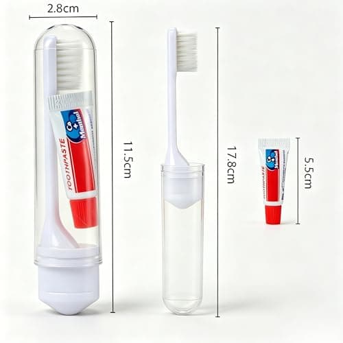 6 Pack Mini Travel Toothbrush Set Foldable with Toothpaste – Soft Bristles Reusable Oral Care Kit for Business Trips Camping Hotel Flights – Lightweight Portable for Adults — view 3