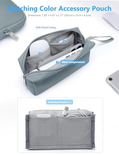 HYZUO 13.3-14 Inch Laptop Case Sleeve Bag Set for MacBook Pro, Ash Blue — view 5