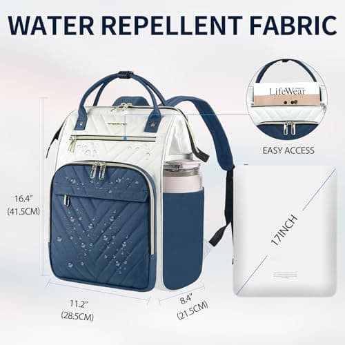 VANKEAN Laptop Backpack Women, 15.6" Computer Backpacks College Work Blue — view 2