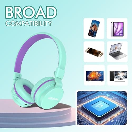 Kids Bluetooth Headphones,Lightweight Kids Headphones Wireless,85/94dB Safe Volume,40H Playtime,Fast Charging,Bluetooth 5.3,Over Ear,Toddler Headphone Built-in Mic for School/Tablet/Travel (Green) — view 4