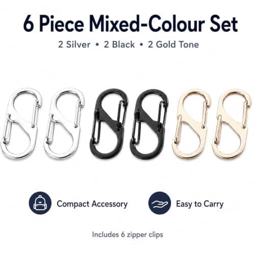 Zipper Locks 6 Pack Carabiner Clip Small Bag Locks for Luggage Backpacks — view 2