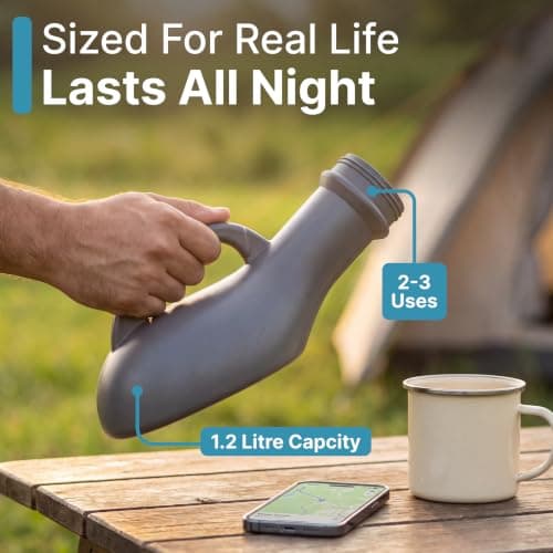 Medipaq Portable Urinal 1.2L, Male & Female Pee Bottle, Silver — view 4
