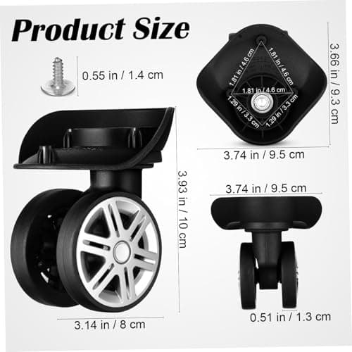 Suitcase Replacement Wheels 4 Pcs Double Row ABS Black — view 2