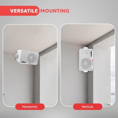 Pyle Outdoor Waterproof Wireless Bluetooth Speaker - 3.5 Inch Pair 3-way Active Passive Weatherproof Wall, Ceiling Mount Dual Speakers System w/Heavy Duty Grill, Patio, Indoor Use — view 5