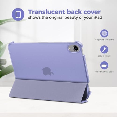ProCase Smart Case for iPad Mini 7 (A17 Pro 2024)/ Mini 6 2021 8.3 Inch, Hard Back Cover for iPad Mini 7th/6th Generation A2995/A2996/A2993/A2567/A2568/A2569 -Light Purple — view 3