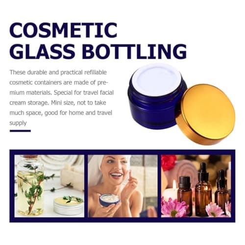 50g Blue Glass Cream Jar 5 Pack Refillable Cosmetics Container — view 3