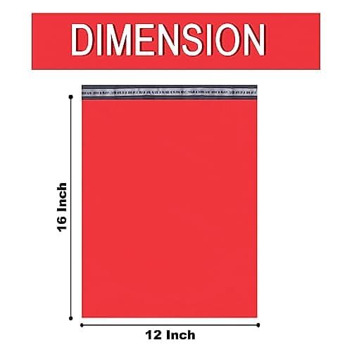 JeeJaan® 50 Pcs Red Postage Bags 12x16 in Mailing Bags 305 x 405 mm Poly Mailers Parcel Bags Envelope Courier Shipping Mailers Waterproof and Tear-Proof Postal Mailer Courier Bags — view 2