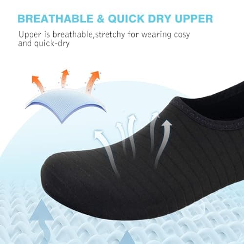 Steppli Water Shoes Beach Swim Aqua Wet Socks Yoga Quick-Dry Breathable Weitsuit Non Slip Lightweight Shoes for Men Women Black EU36/37=UK3/4 — view 5