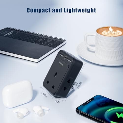 UK to US Plug Adapter, USA Travel Adapter with 2 USB-A Ports & 1 USB-C Ports(5V/3.4A) and 2 Shaver Plug Adaptor UK for Shaver/Toothbrush, US Plug Adapter for Thailand Mexico Colombia(Type B) — view 4