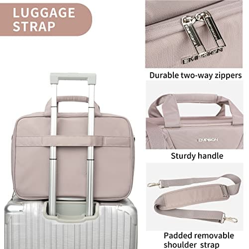 EMPSIGN 17.3 Inch Laptop Bag for Women, Quilted Laptop Case, Dusty Pink — view 6