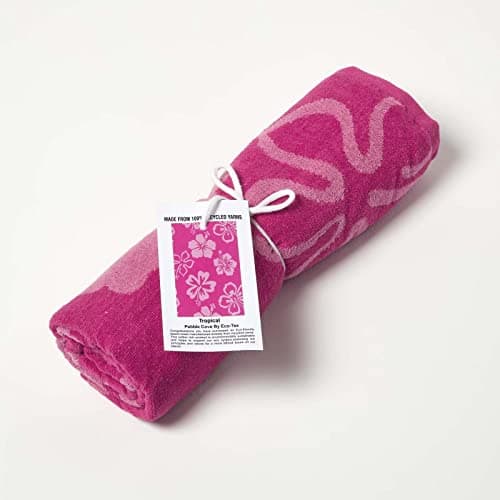 HOMESCAPES Pink Beach Towel 70 x 150 cm Quick Dry Towel with Floral Design Eco-Friendly Recycled Cotton Rich Super Absorbent Large Travel Towel — view 4