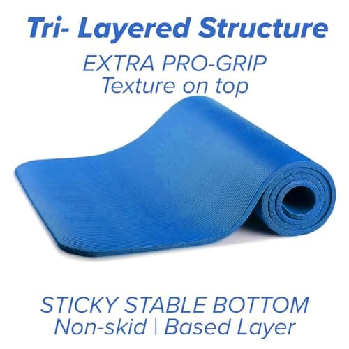 Yoga Mat Unisex Non-Slip Thick Foam Exercise Mat 10mm with Carry Strap – Lightweight Home Gym Equipment for Yoga, Pilates, Stretching (Blue) — view 3
