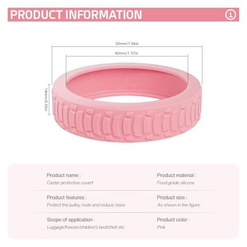 YMWALK 8 Pack Silicone Luggage Wheel Covers, Durable Anti-Scratch Travel Suitcase Wheel Protectors, Portable 2 Inch Luggage Spinner Wheel Covers Mute for Most Caster Wheels (Pink) — view 2