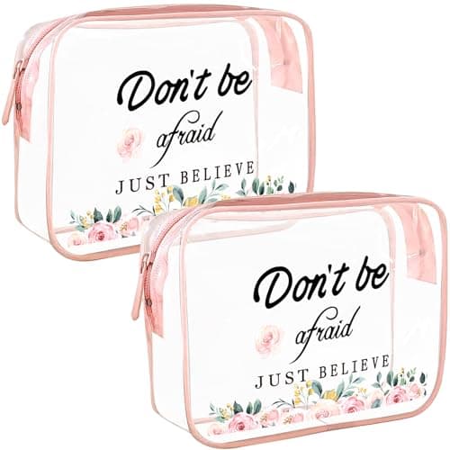 KOOSREEL Clear Travel Toiletries Bag for Women, 2 Packs TSA Approved Toiletry Bag with Zippers Travel Essentials PVC Waterproof Cosmetic Clear Wash Bag for Girls