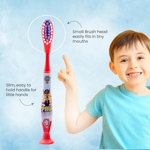 Paw Patrol Kids Toothbrush Travel Set – Includes Strawberry-Flavoured Toothpaste & Soft-Bristle Toothbrush with Suction Cup & Protective Cap | Travel-Friendly Oral Care Kit for Children Ages 3+ — view 4