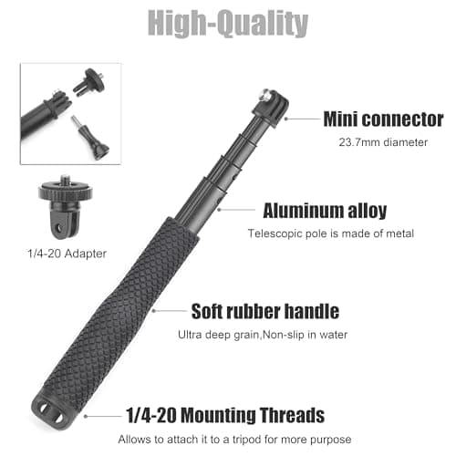 SOONSUN Waterproof Selfie Stick, Short Extension Pole for GoPro Cameras — view 2